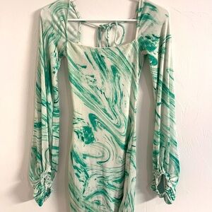 Lucy in the Sky White Sheath Dress with Bishop Sleeves